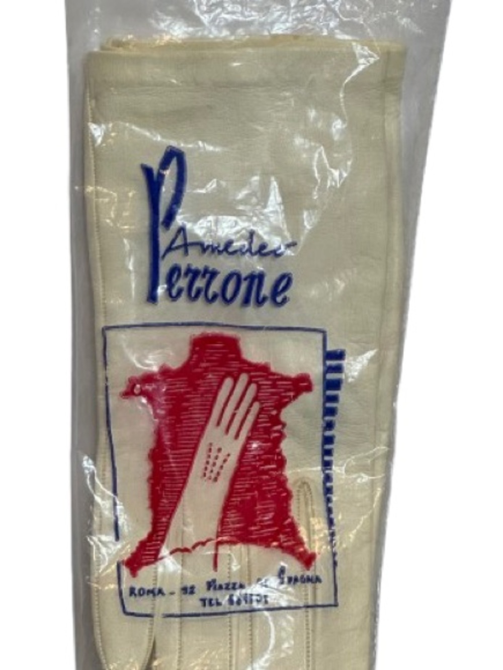 Amedo Perrone Vintage 1950's Women’s Short White Leather Gloves Size 7 Rome